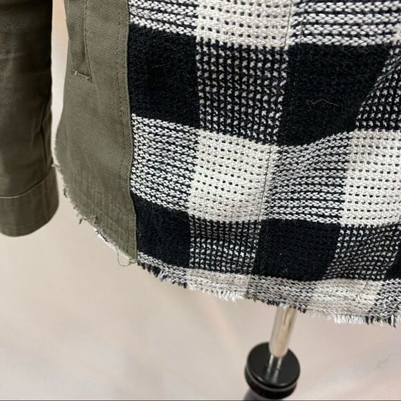 Skies Are Blue Brand Mixed Media Army Green and Buffalo Check Jacket Size Small - Picture 15 of 15